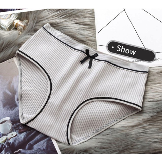 Quần lót cotton nữ gân tăm đính nơ KHÁNG KHUẨN | BigBuy360 - bigbuy360.vn