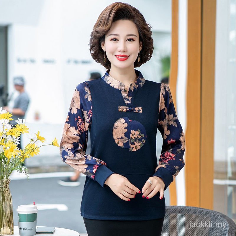 Áo Sơ Mi Mỏng In Hoa Phong Cách Hàn Quốc Thời Trang Mùa Xuân Cho Phụ Nữ Trung Niên 2021mom 40 Tuổi