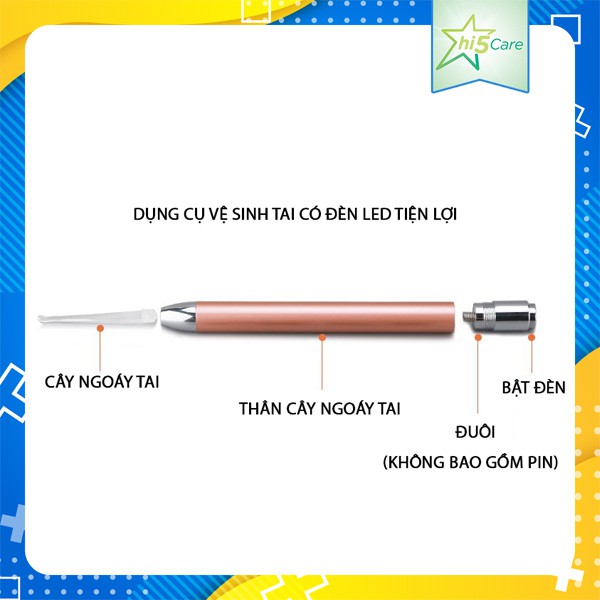 Dụng cụ vệ sinh tai có đèn LED tiện lợi (không bao gồm pin)