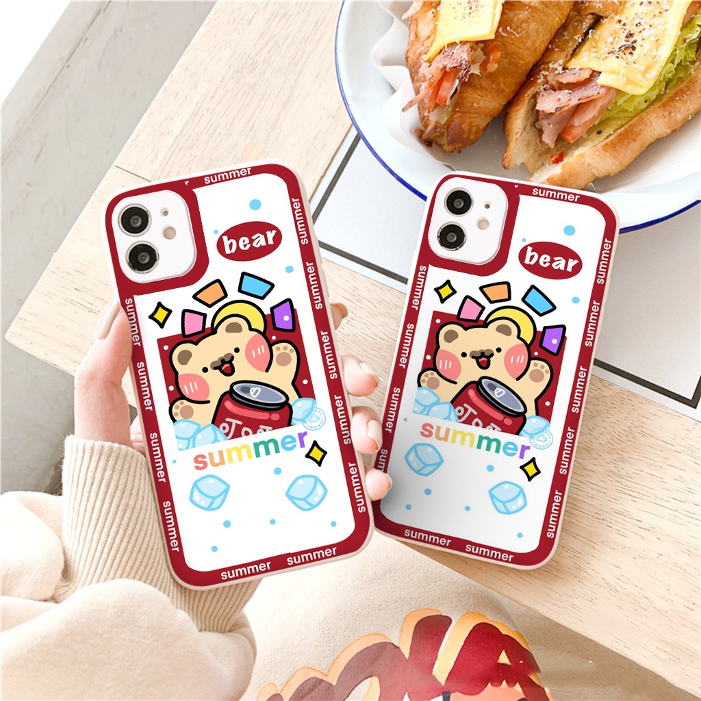 [Siêu hot mùa hè] Ốp Iphone Gấu nước ngọt ốp lưng iphone cạnh vuông 7plus/8plus/xs/xsmax/11/11promax/13promax