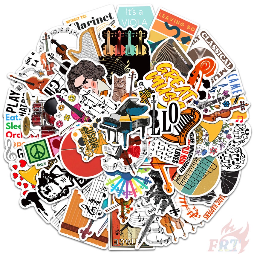 52 Cái / Bộ ❉ Sticker Dán Trang Trí Hình Nốt Nhạc Cổ Điển 01 ❉ Sticker Dán Tường Chống Thấm Nước Họa Tiết Doodle Hợp Thời Trang