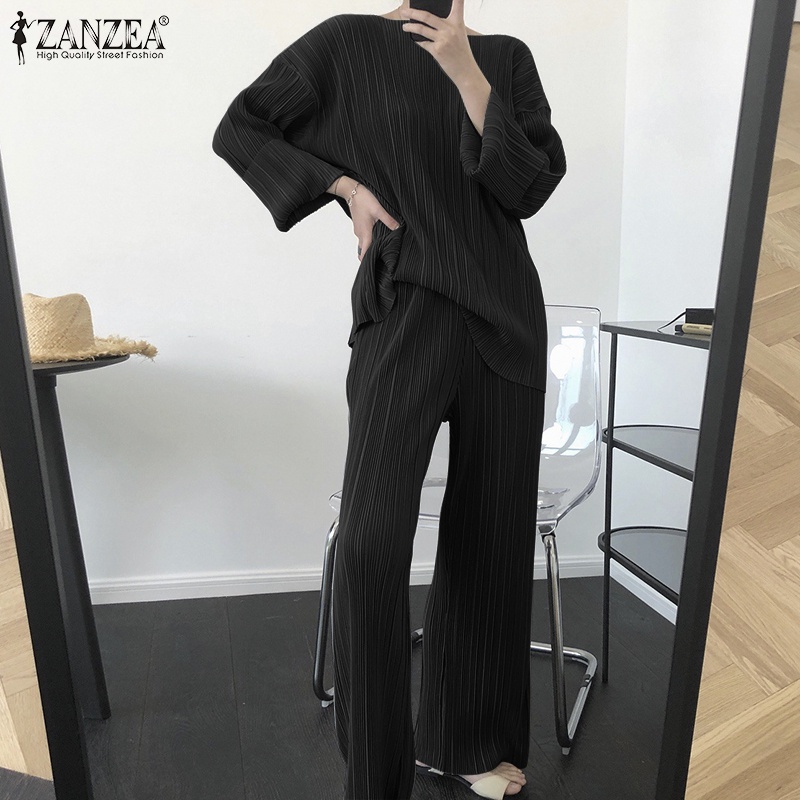 Trang phục Zanzea gồm quần dài ống rộng và áo tay dài phong cách cá tính cho nữ