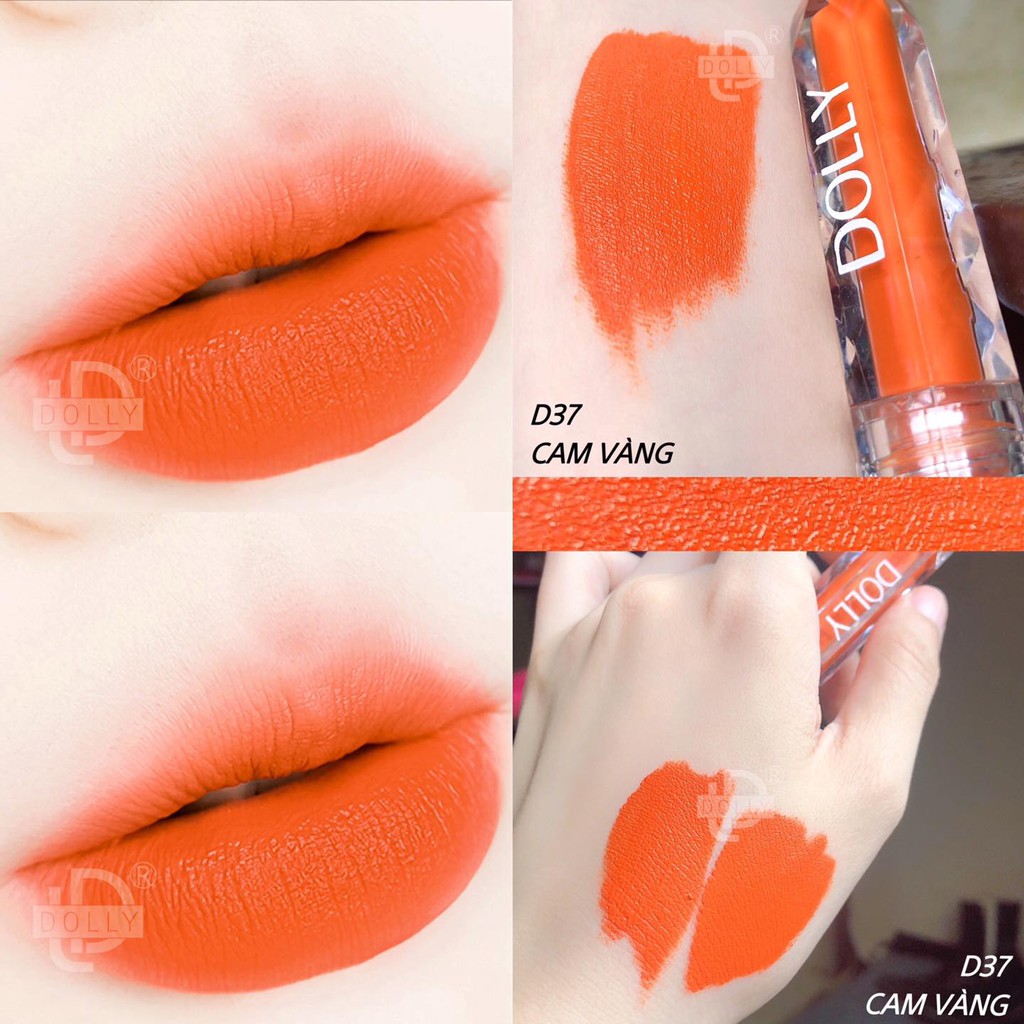 Son Lì Son Kem DOLLY DIAMOND VELVET Không Chì Cao Cấp Chính Hãng Màu Cam Vàng