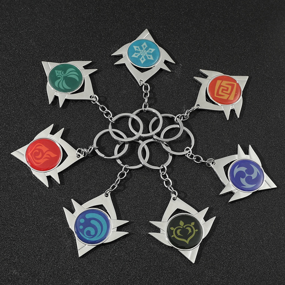 Móc khóa gắn 7 hình vũ khí trong game Genshin Impact Lnazuma Ganyu Keqing Wendi Xiao