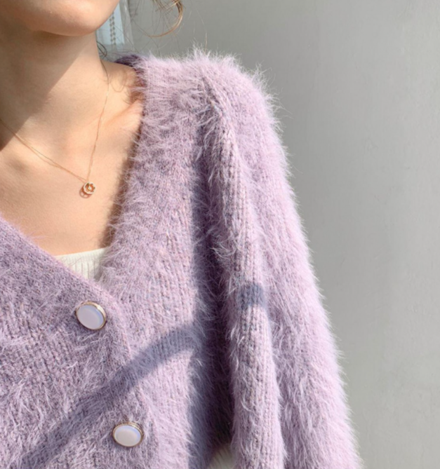 Áo Khoác Len Cardigan Dáng Ngắn Màu Tím Thời Trang Cho Nữ | BigBuy360 - bigbuy360.vn