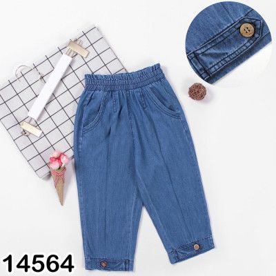 Quần jean dài Bigbaby bé gái 3-14 tuổi, lưng thun co giản thoải mái
