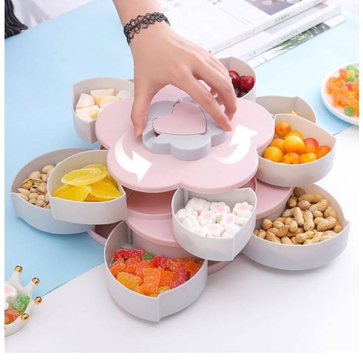 Khay Mứt Xoay Tròn 5 Cánh  Có Chỗ Để Điện Thoại