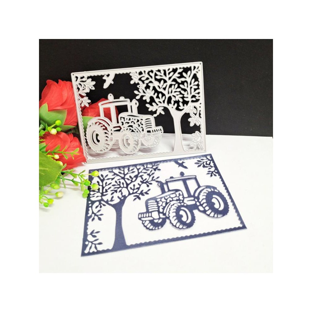 Khuôn Cắt Giấy Làm Từ Kim Loại Hình Xe Kéo Lớn Trang Trí Scrapbook