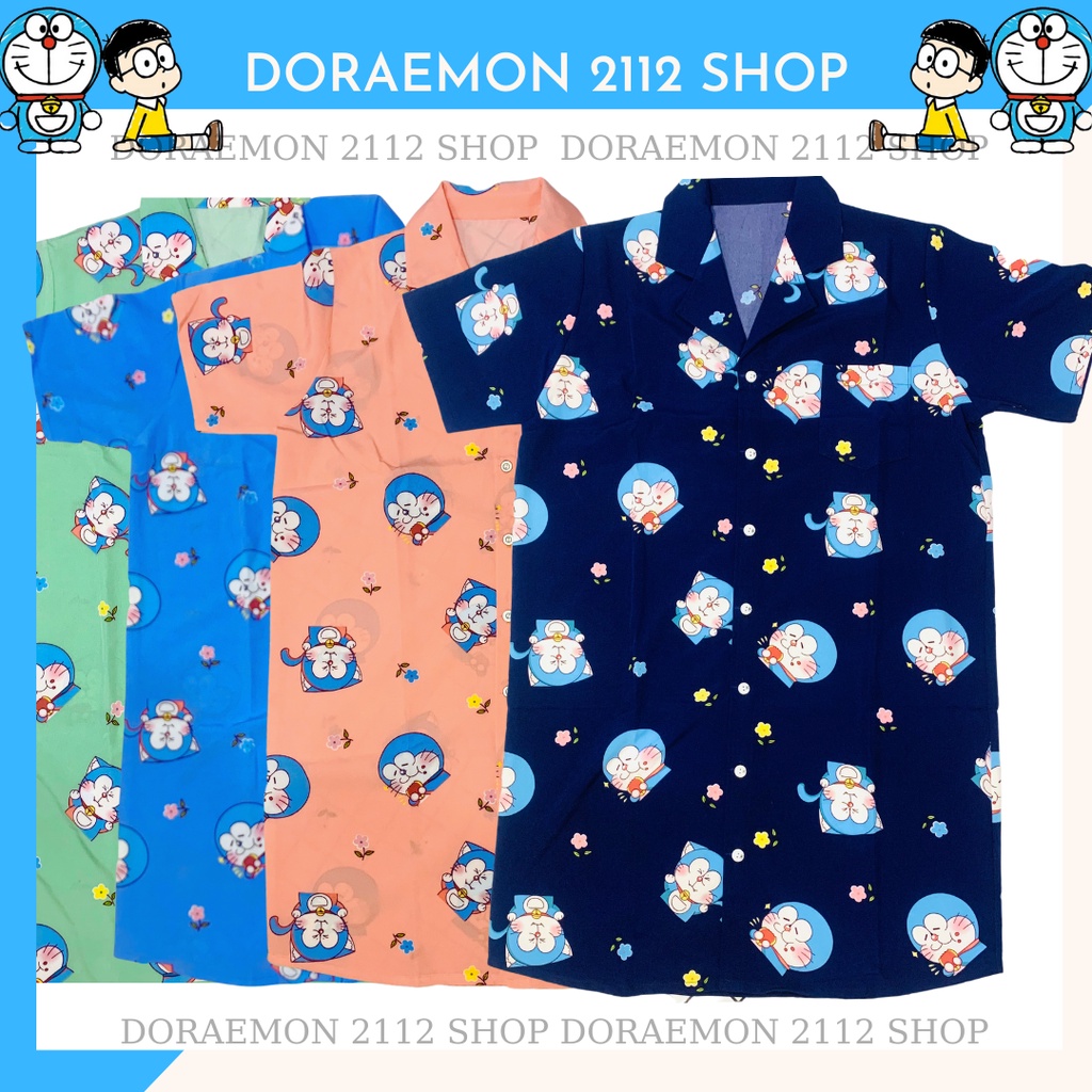 ĐẦM NGỦ - VÁY NGỦ Doraemon chất kate lụa mỏng nhẹ không nhăn 45-65kg