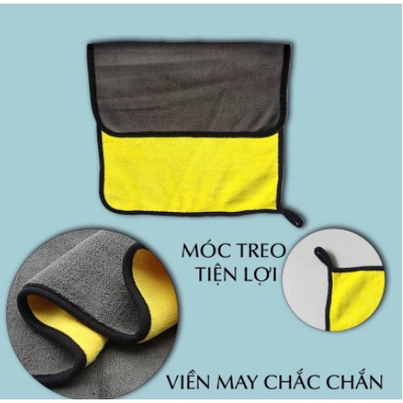 Khăn lau xe chuyên dụng lông cừu 2 mặt siêu dày siêu thấm nước không đổ lông cho xe hơi đa năng