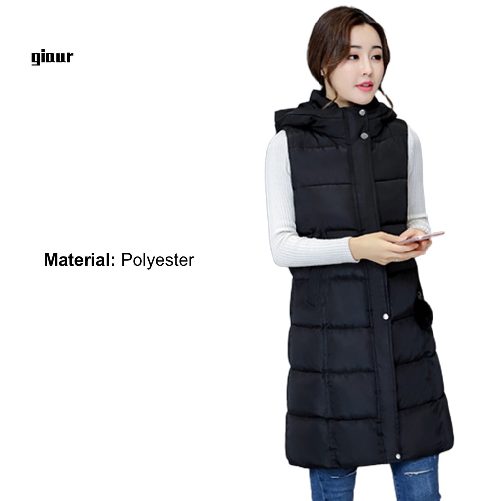 Áo khoác phao sát nách dáng dài chất liệu cotton dày dặn thời trang cho nữ