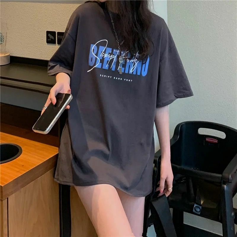 Áo Thun Tay Lỡ 100% Cotton Nam Nữ Unisex Form Rộng In Họa Tiết Chữ Ký