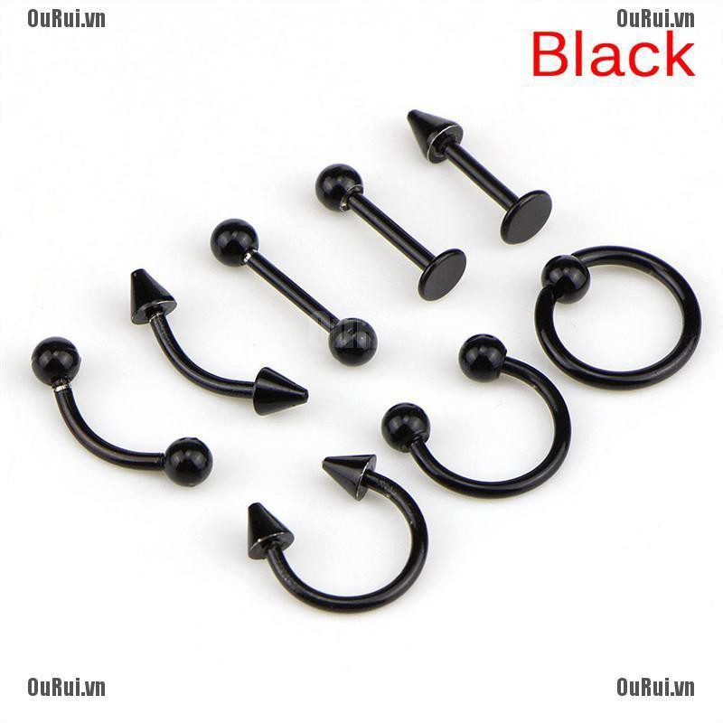 Bộ 8 Khuyên Xỏ Cơ Thể Bằng Thép Không Gỉ 16g Cá Tính