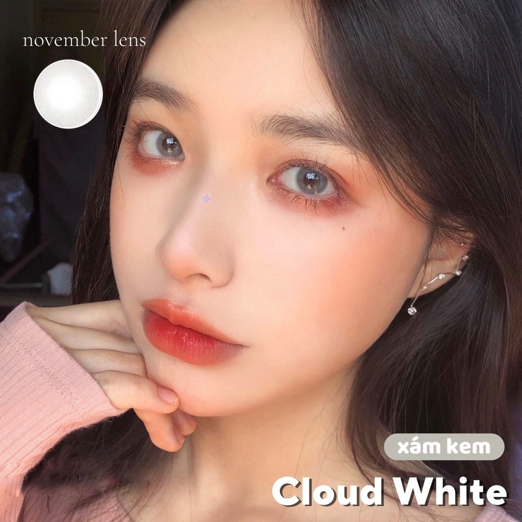 Kính áp tròng Cloud White Hàn Quốc màu xám tây không viền