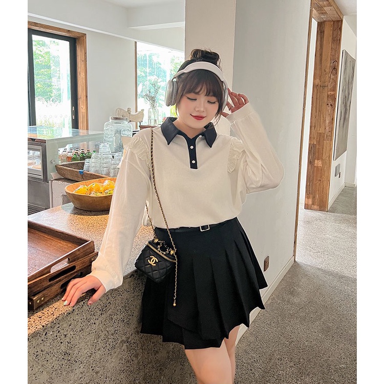 Áo polo dài tay nữ nhún vai dây rút áo kiểu phong cách Hàn Quốc hàng thiết kế ALALA