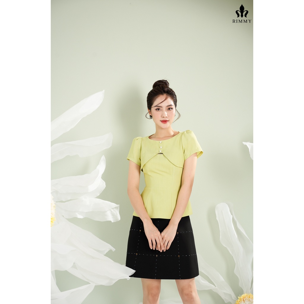Áo sơ mi xanh cốm cách điệu Risy By Rimmy
