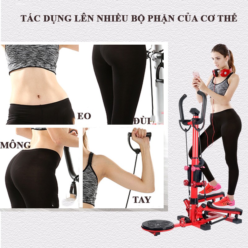 Máy Chạy Bộ Tại Chỗ Đếm Bước Tích Hợp Đĩa Xoay Eo-Tạ Tập Tay-Dây Kéo Tay Cao Cấp Đại Nam Sport