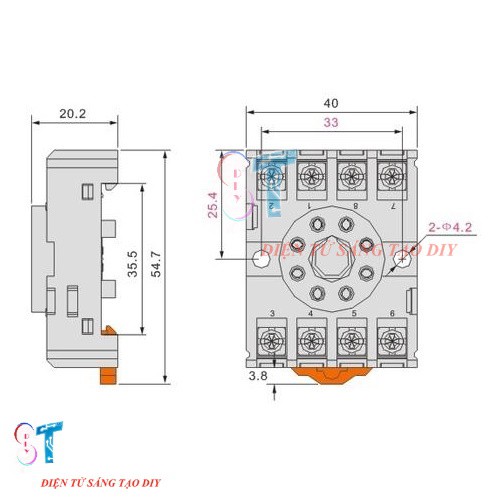 Đế Cắm PF083A 8 Chân Tròn Cho Các Mạch Timer, Relay Omron