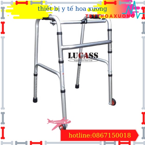 [HÀNG CHÍNH HÃNG]Khung Tập Đi Cho Người Già, Khung Hợp Kim Nhôm Có Bánh Xe Chống Trơn Trượt Lucass W-47