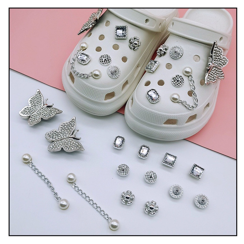 Set 20 Phụ Kiện Trang Trí Giày Crocs Đính Ngọc Trai Xinh Xắn