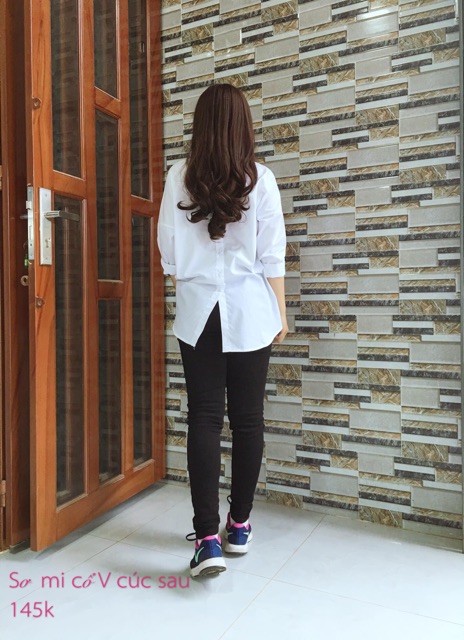 👚Áo Sơ Mi cổ V phối cúc sau 😍