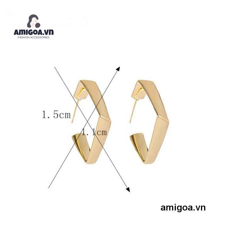 ✨✨Cặp bông tai mạ bạc 925 hình vuông độc đáo phong cách Hong Kong cổ điển