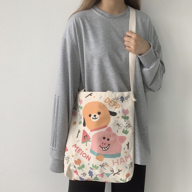 Túi tote hoạt hình siêu cute (có sẵn)