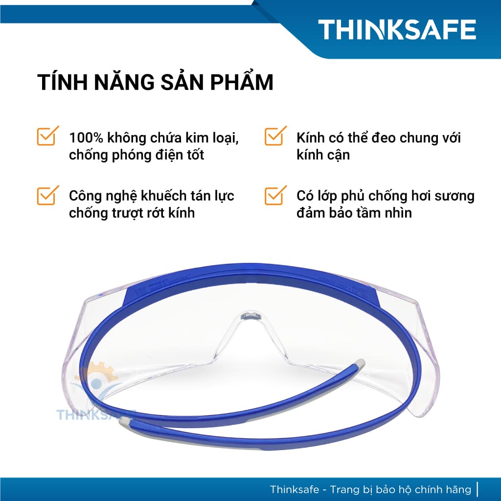 Kính bảo hộ cao cấp Uvex Super OTG chính hãng, chống bụi, chống tia uv, đeo chung kính cận chống đọng sương - THINKSAFE