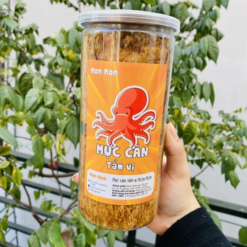 MỰC CÁN TẨM GIA VỊ hũ pet 300gr MonMon Food - đồ ăn vặt Hà Nội