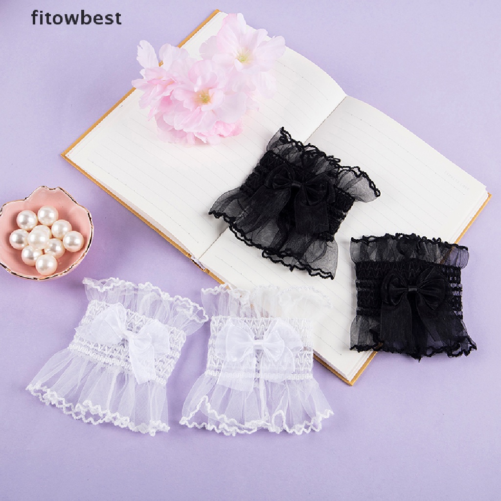 1 Cặp Găng Tay Ống Loe Mỏng Xếp Ly Giả Phối Bèo Cột Nơ Thời Trang Cho Nữ