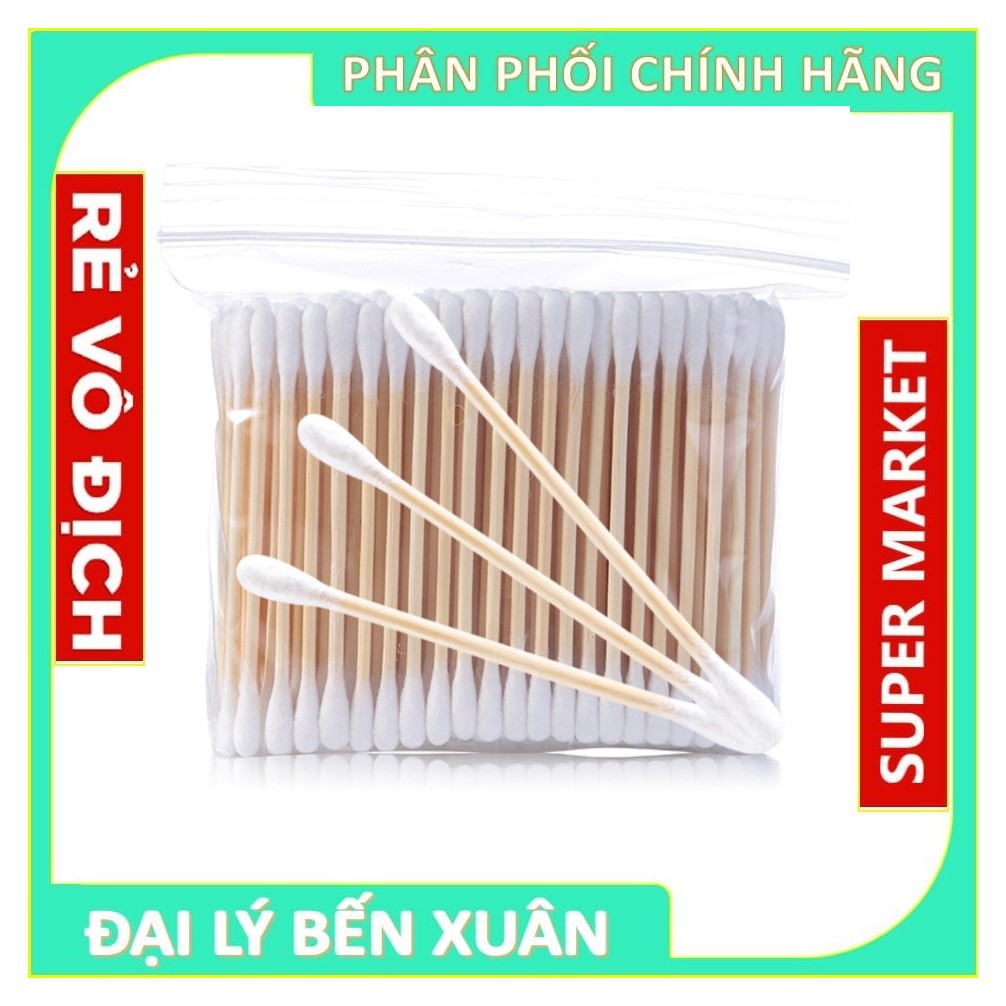 Tăm bông gói U100 que gỗ 100% Cotton cao cấp người lớn