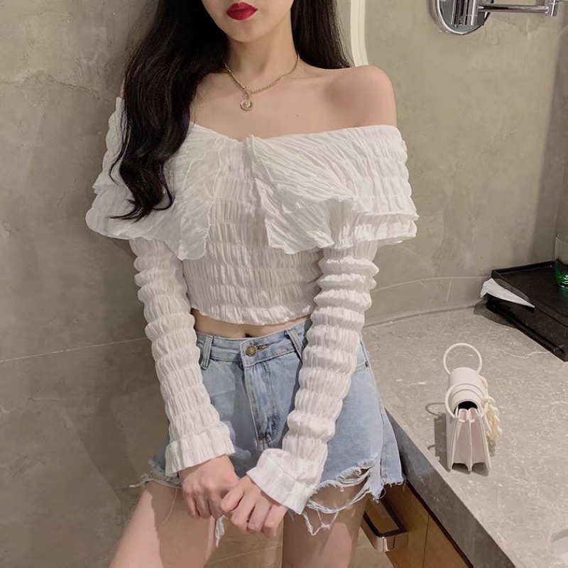 ÁO SƠ MI BẸT VAI NHÚN PHỒNG XINH XẮN