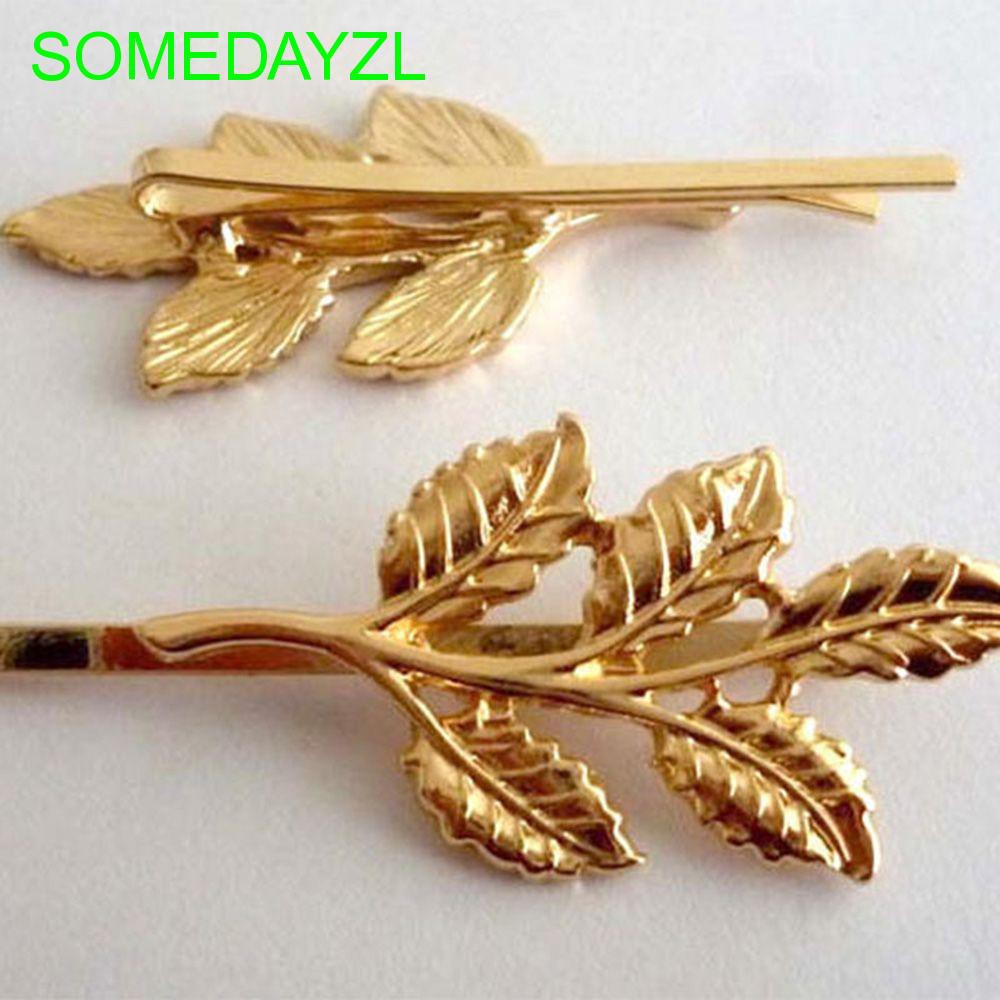 Set 2 kẹp tóc kim loại hình chiếc lá sang trọng