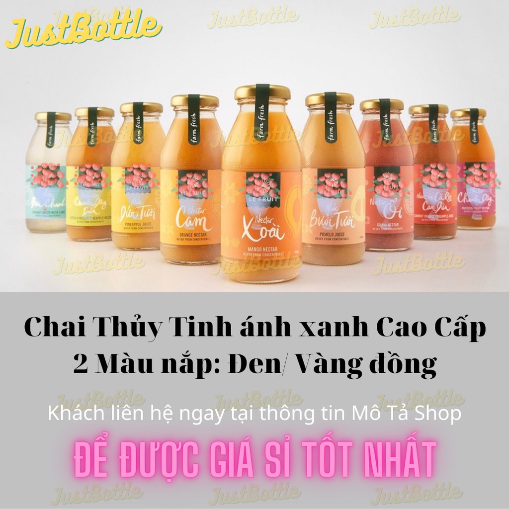 CHAI THỦY TINH ĐỰNG SỮA nắp thiếc 260ml Chai dứa màu Xanh An Toàn dùng cho nước ép detox sinh tố