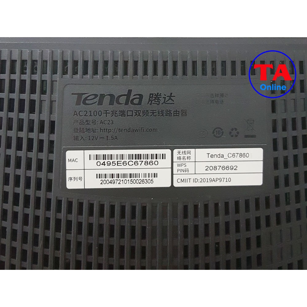 Bộ Phát Wifi Tenda AC23 - Hai Băng Tần - Tốc Độ 2100Mbps - 7 anten 6dbi Cho Khả Năng Phủ Sóng Mạnh Mẽ