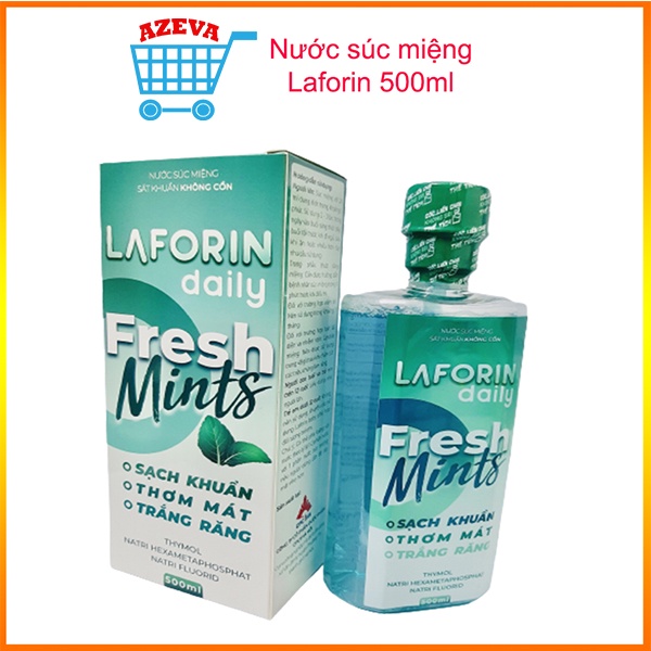 Nước súc miệng Laforin Daily không chứa cồn 500ml - sạch khuẩn, trắng răng, thơm miệng - AZEVA