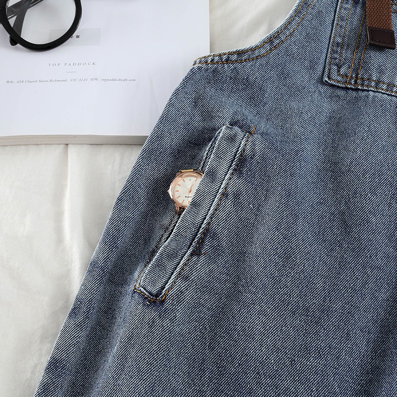 Quần Yếm Denim Form Rộng Thời Trang Năng Động Cho Nữ