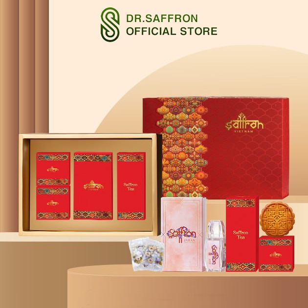 [Vị mới] Hộp quà tặng 2023 Saffron gồm 2 mứt sen, mứt gừng và nhụy hoa nghệ tây