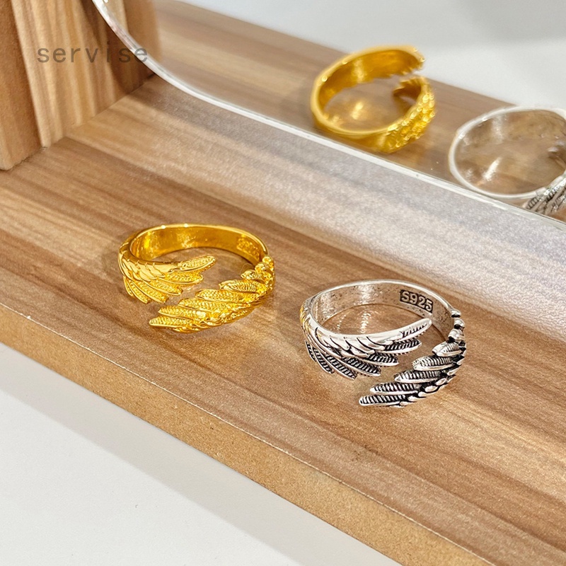 Nhẫn Thép Không Gỉ Khắc Hình Cánh Thiên Thần Thời Trang Cho Cặp Đôi