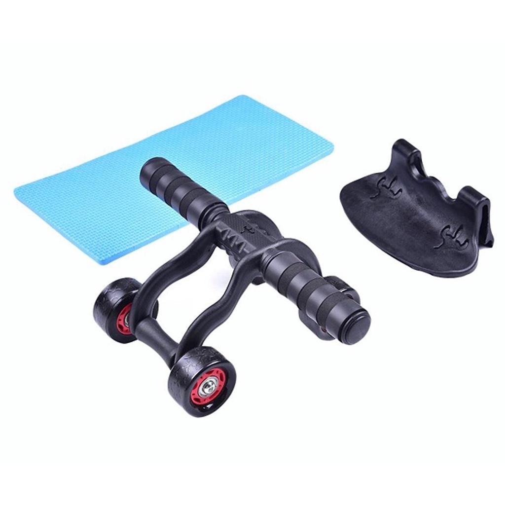Con Lăn Tập Bụng 4 Bánh, Dụng Cụ Tập Cơ Bụng Giảm Eo Tại Nhà Tặng kèm thảm xốp gối