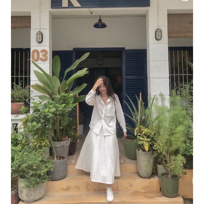 Chân váy xếp li dài