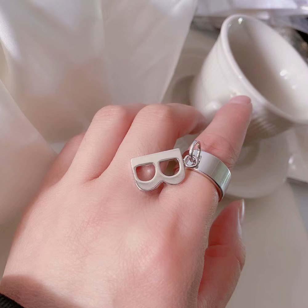 Nhẫn Hở Khắc Chữ B Có Thể Điều Chỉnh Kích Thước Cho Nam Và Nữ