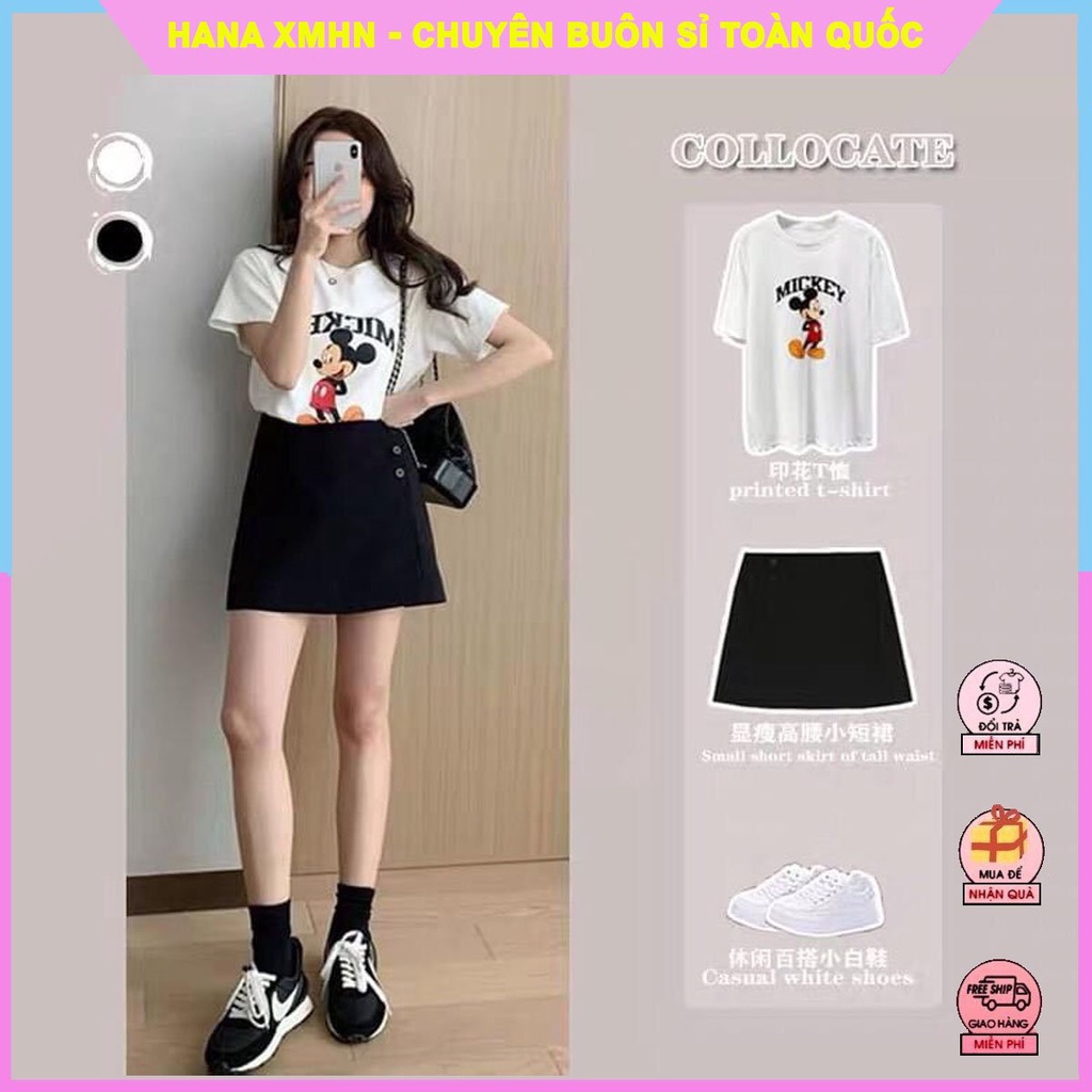 [BÁN SỈ] Set Bộ Trang Phục Áo Mickey Kèm Chân Váy Chữ A Cực Trẻ Trung_Năng động