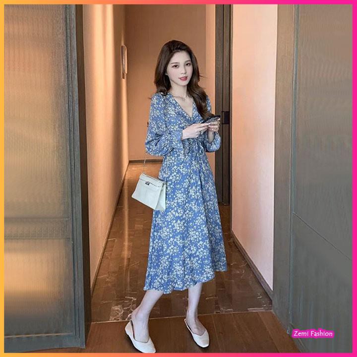 Đầm Xòe Họa Tiết Hoa Nhí Cổ V Rút Dây Ulzzang | BigBuy360 - bigbuy360.vn