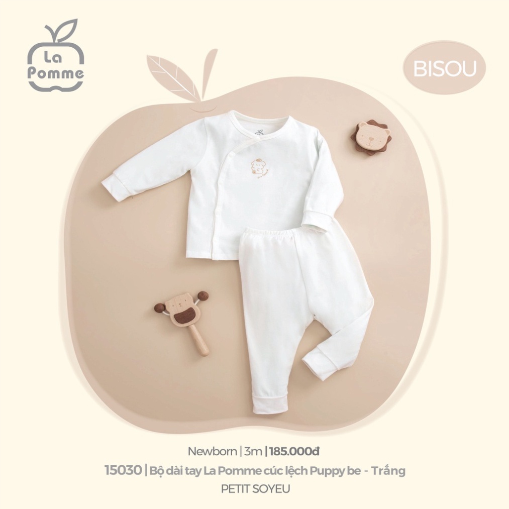 Bộ dài tay cúc lệch sơ sinh Pupy hãng La Pomme - Bộ sưu tập Bisou 2022