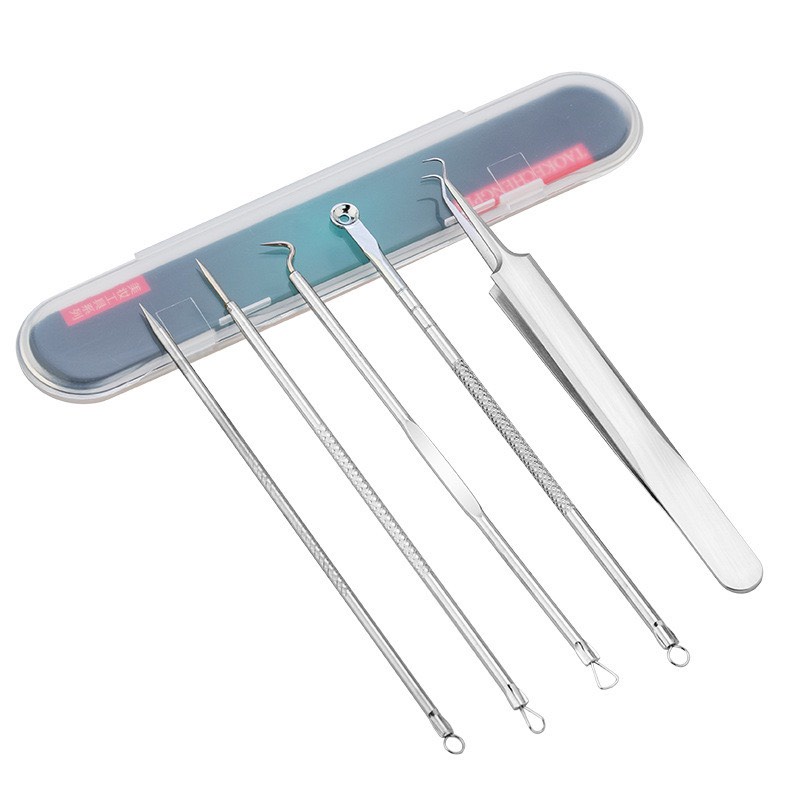 Dụng Cụ Lấy Mụn, Bộ 5 món lấy mụn đầu đen - mụn bọc - trứng cá làm đẹp chuyên dụng tiện lợi