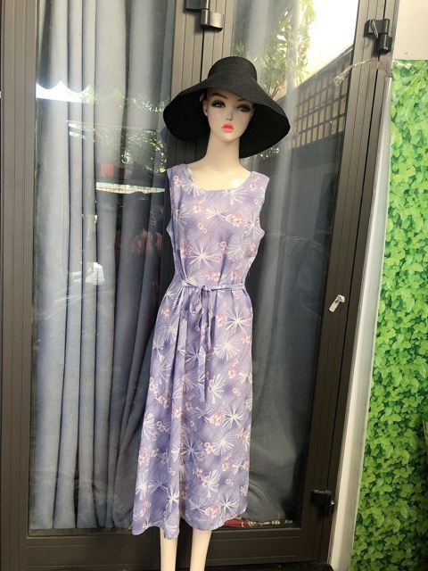 Đầm voan maxi vintage màu tím combo | BigBuy360 - bigbuy360.vn