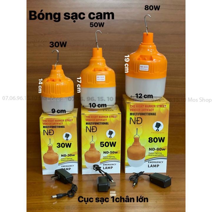 Bóng đèn LED sạc tích điện 50W/80W/120W với 3 chế độ sáng Mos Shop