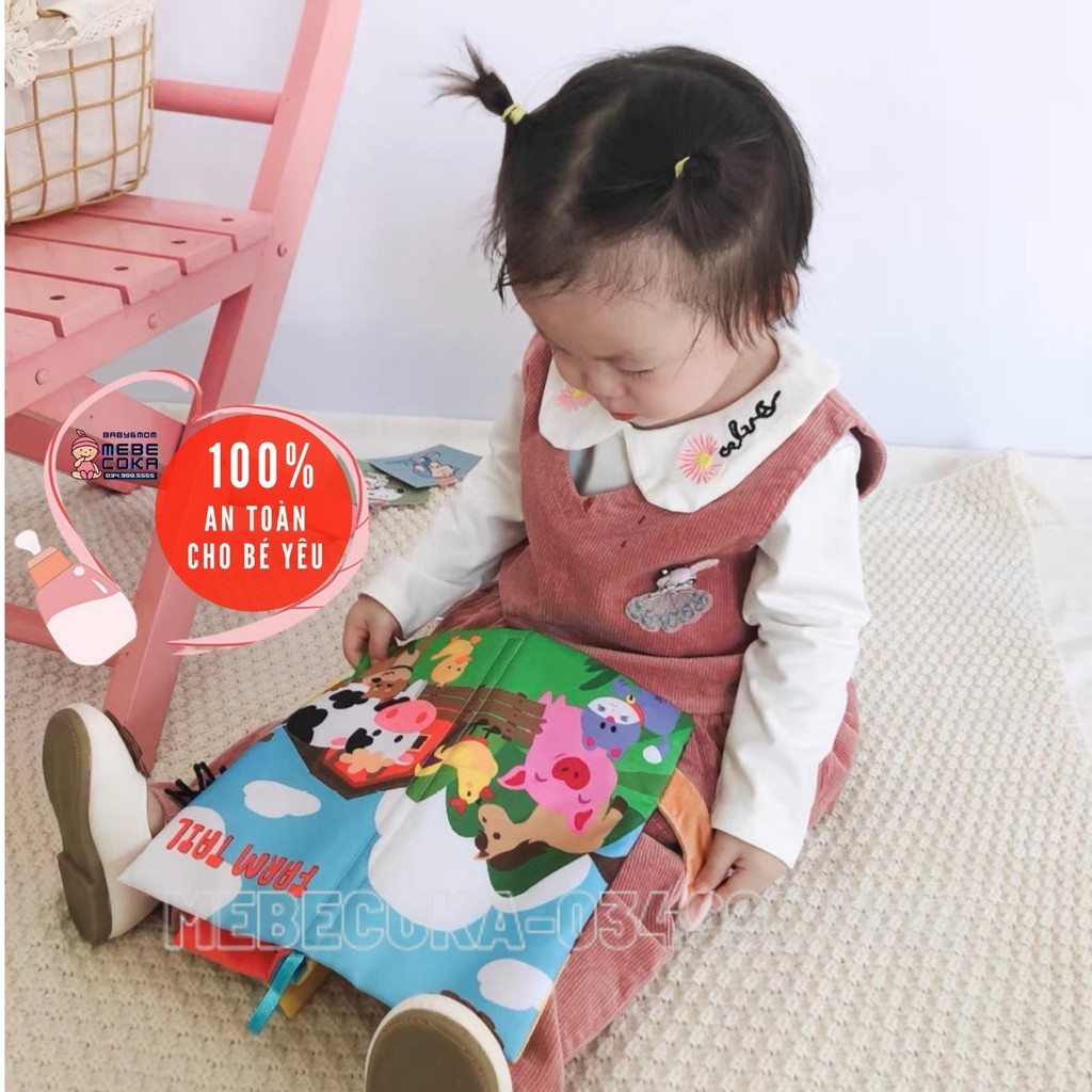 Sách vải cho bé ,sách vải giáo dục họa tiết bán 3D kích thích thị giác, nhiều chủ đề vừa học vừa chơi
