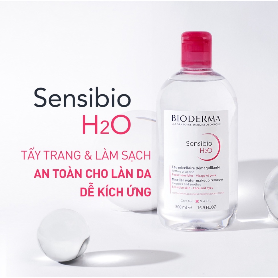 Nước Tẩy Trang Bioderma Dành Cho Da Nhạy Cảm Sensibio H20 500ml Dành Cho Da Dầu &amp; Hỗn Hợp Sébium NHẬP KHẨU CHÍNH HÃNG